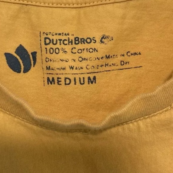 Dutch Bros Coffee COLD BREW Gold Yellow with Blue MEDIUM + LARGE 100% Cotton ‘92 - Picture 6 of 6